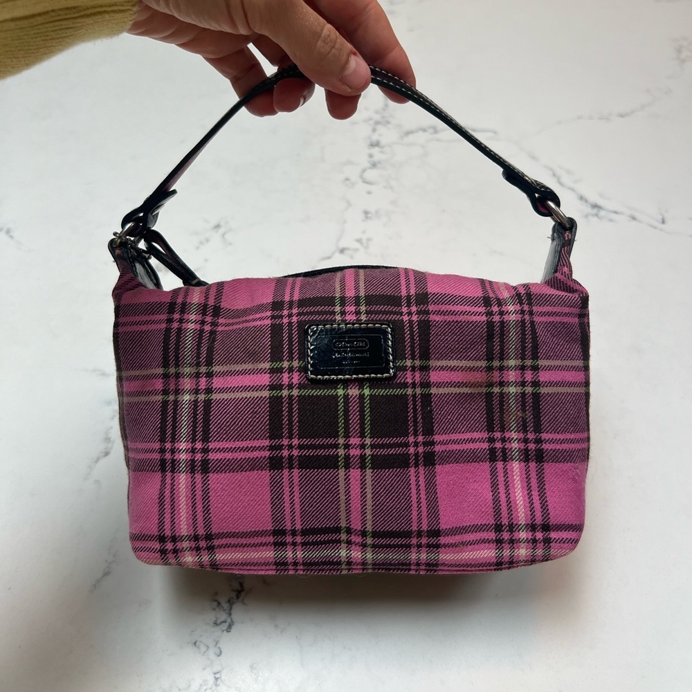 Coach Wool Plaid Handbag in Pink 100% Wool